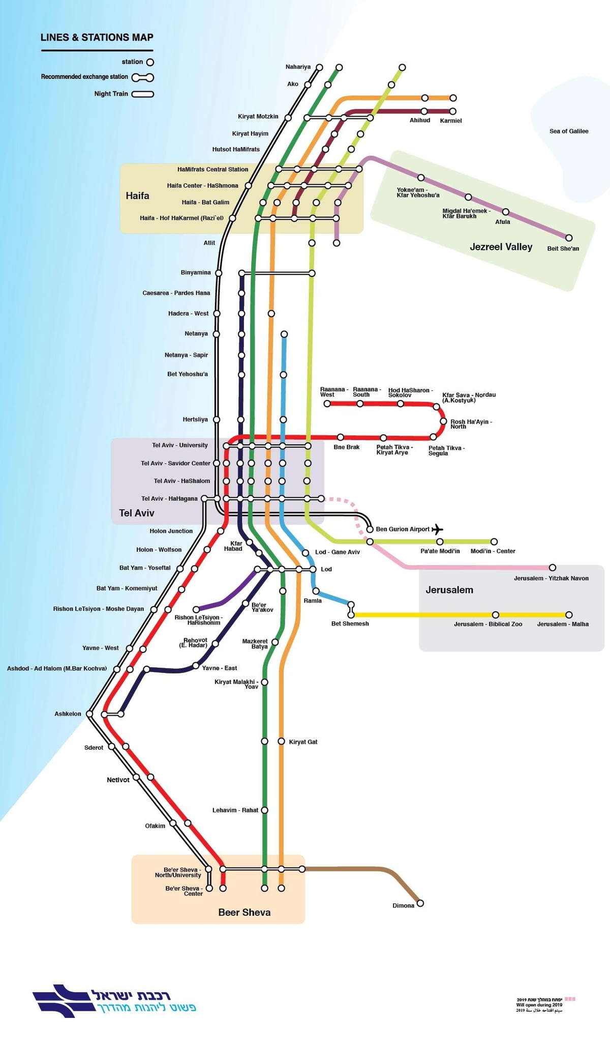 Karte der Bahnhöfe in Jerusalem